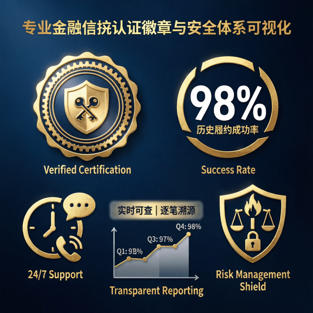 PFM Capitals trust badges - verified certification, success rate, support