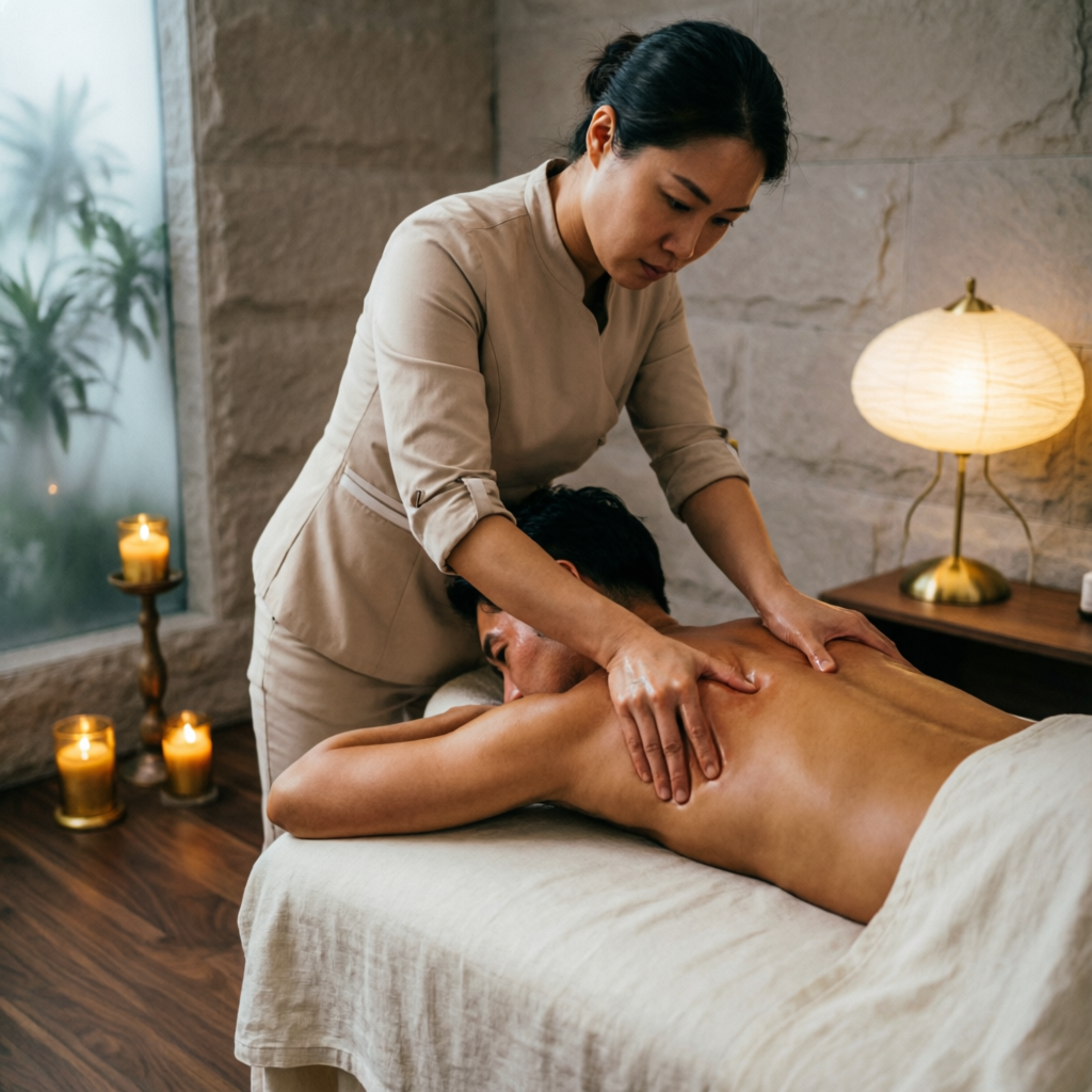 Professional deep tissue massage therapy session