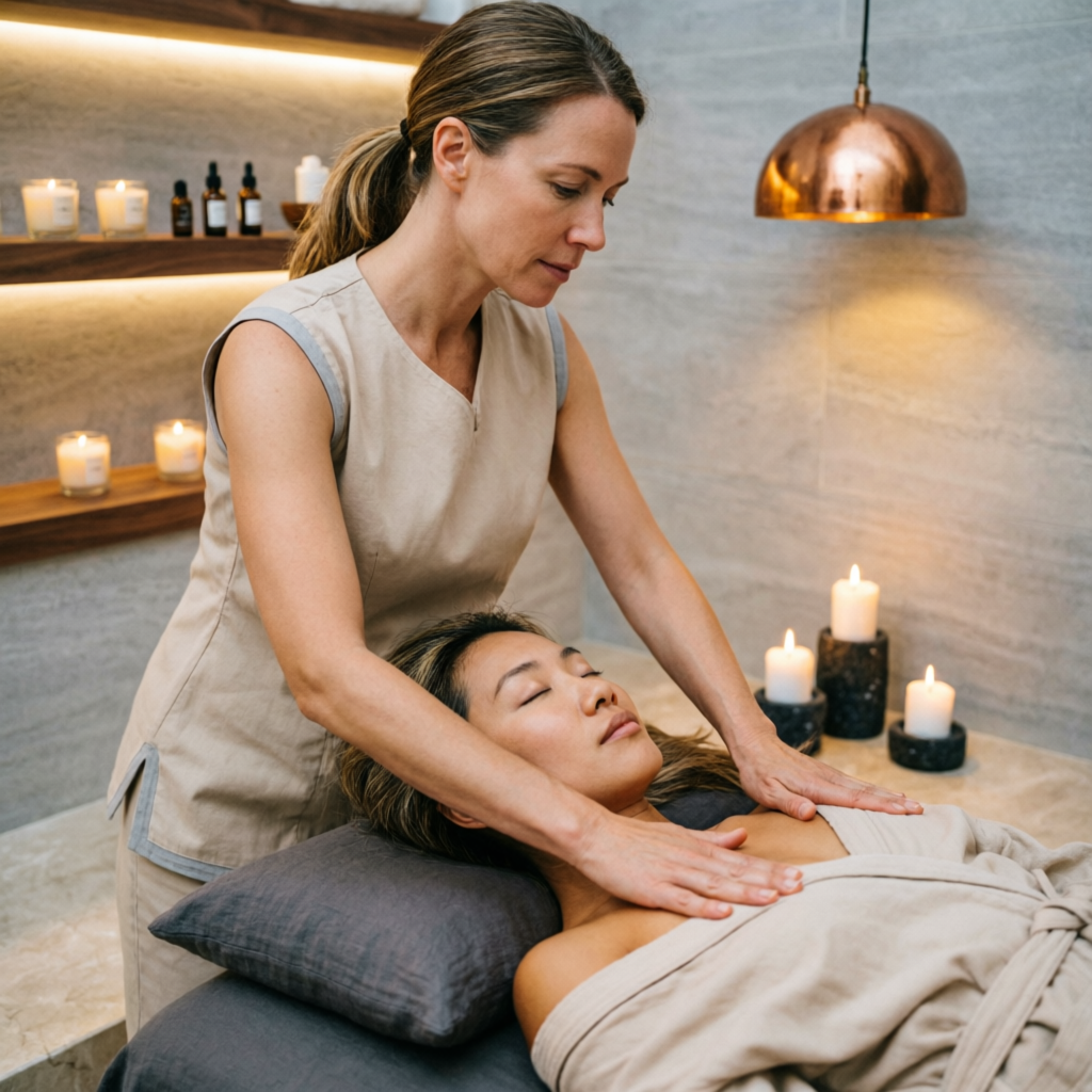 Swedish massage therapy session at luxury spa