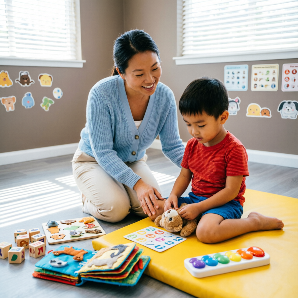 Pediatric communication therapy session