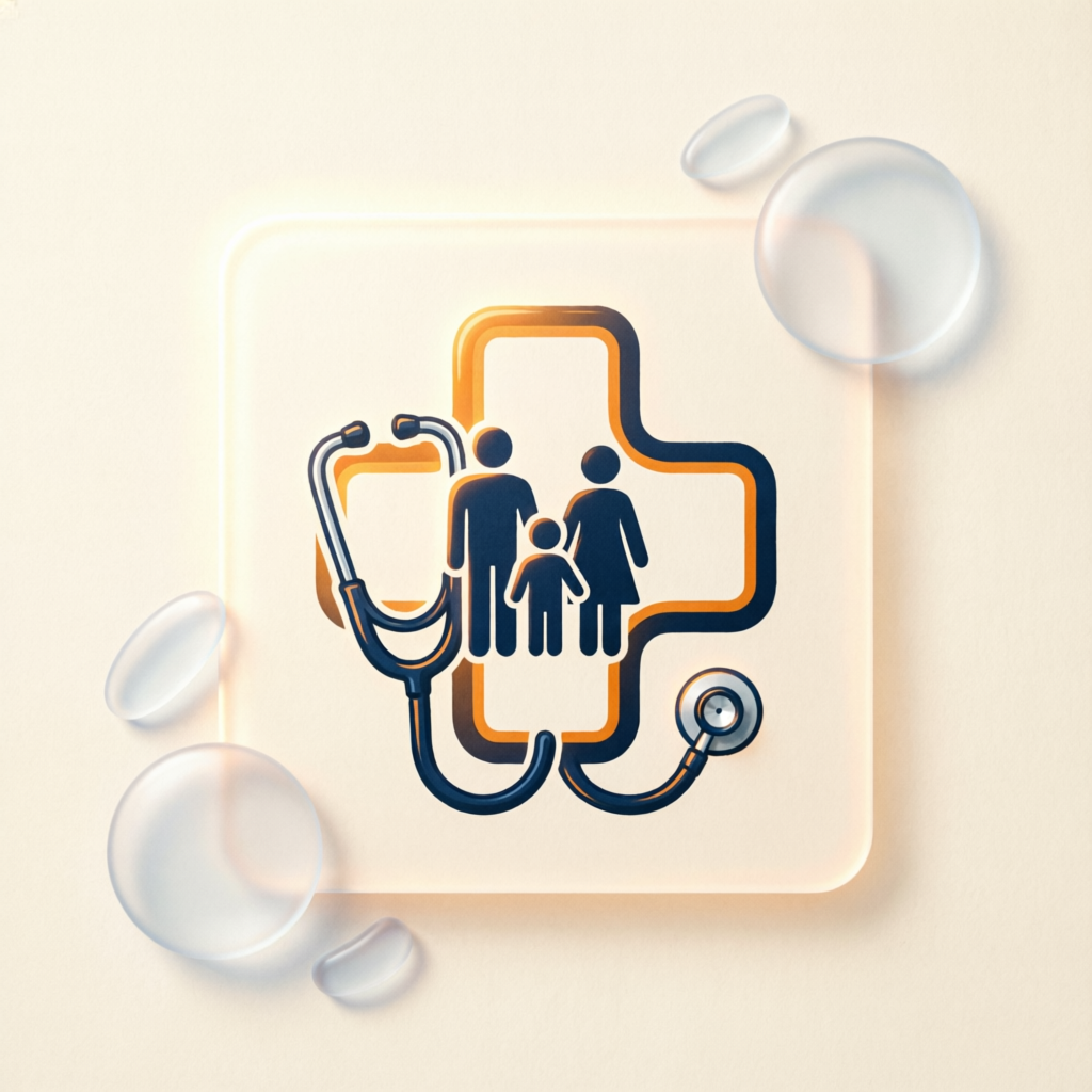 Healthcare protection concept with stethoscope and family