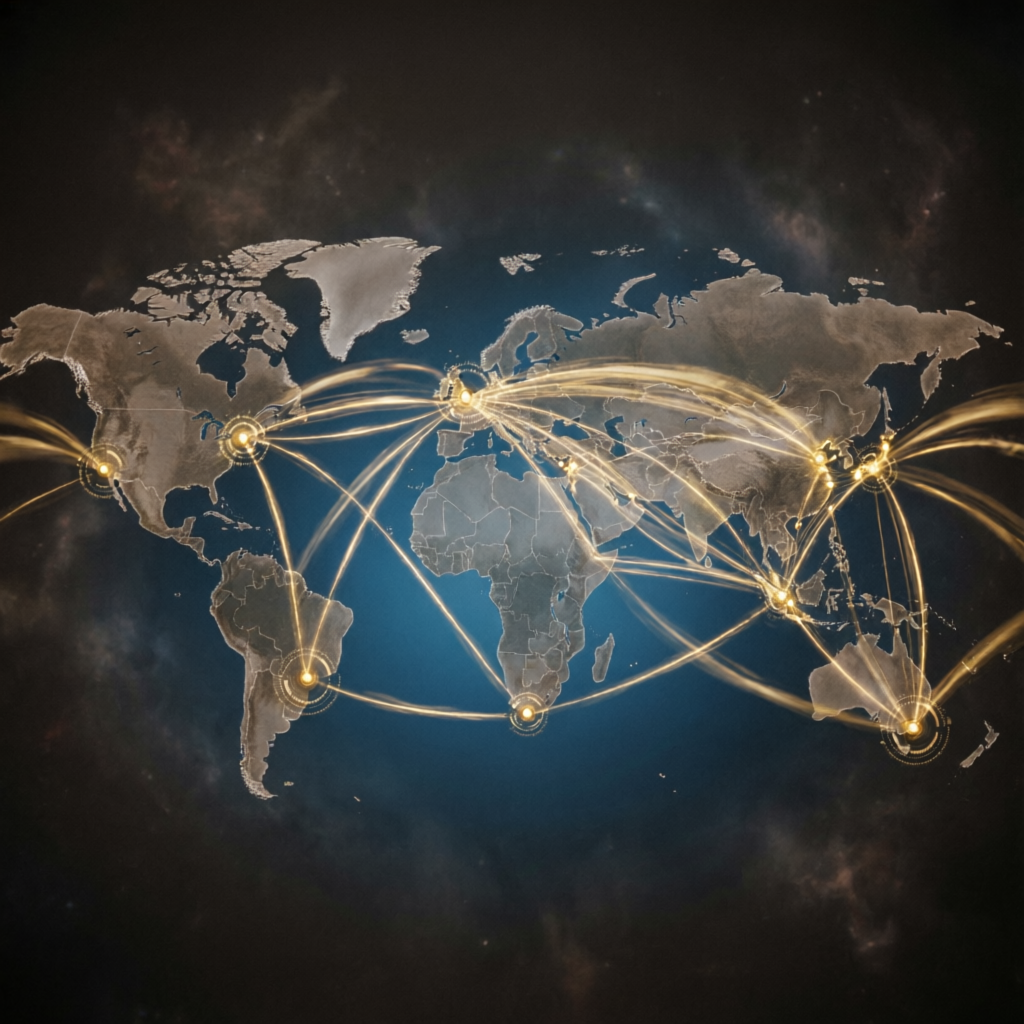 Global forex market map showing worldwide prop firm trading network