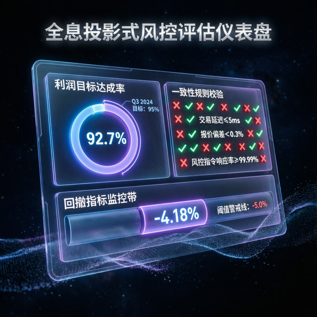 Holographic prop firm evaluation dashboard showing profit targets and metrics