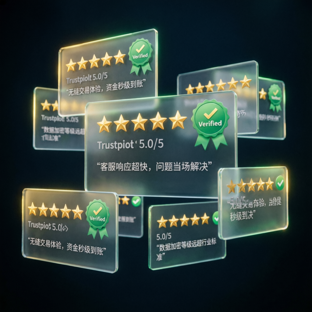 Trustpilot 5-star reviews and verified badges showing client satisfaction