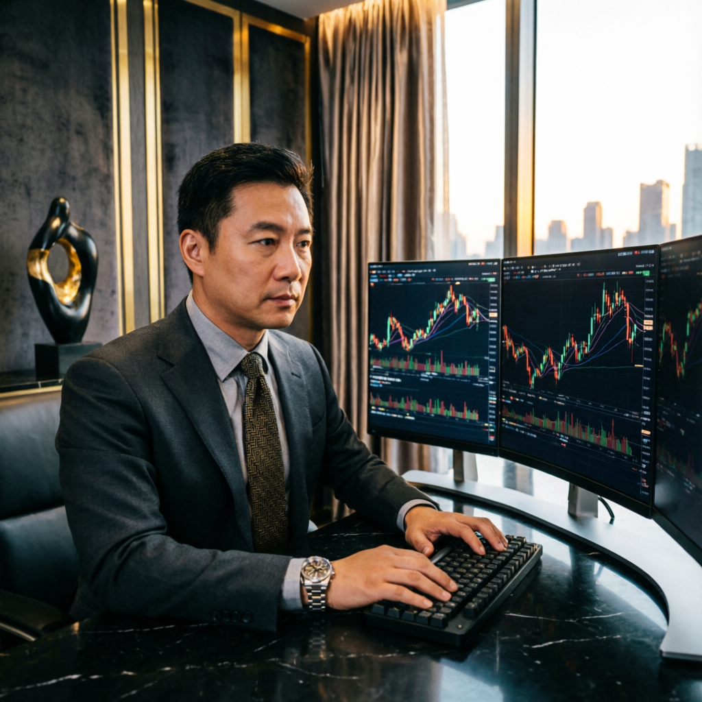 Professional forex trader analyzing Apex Trader Funding evaluation