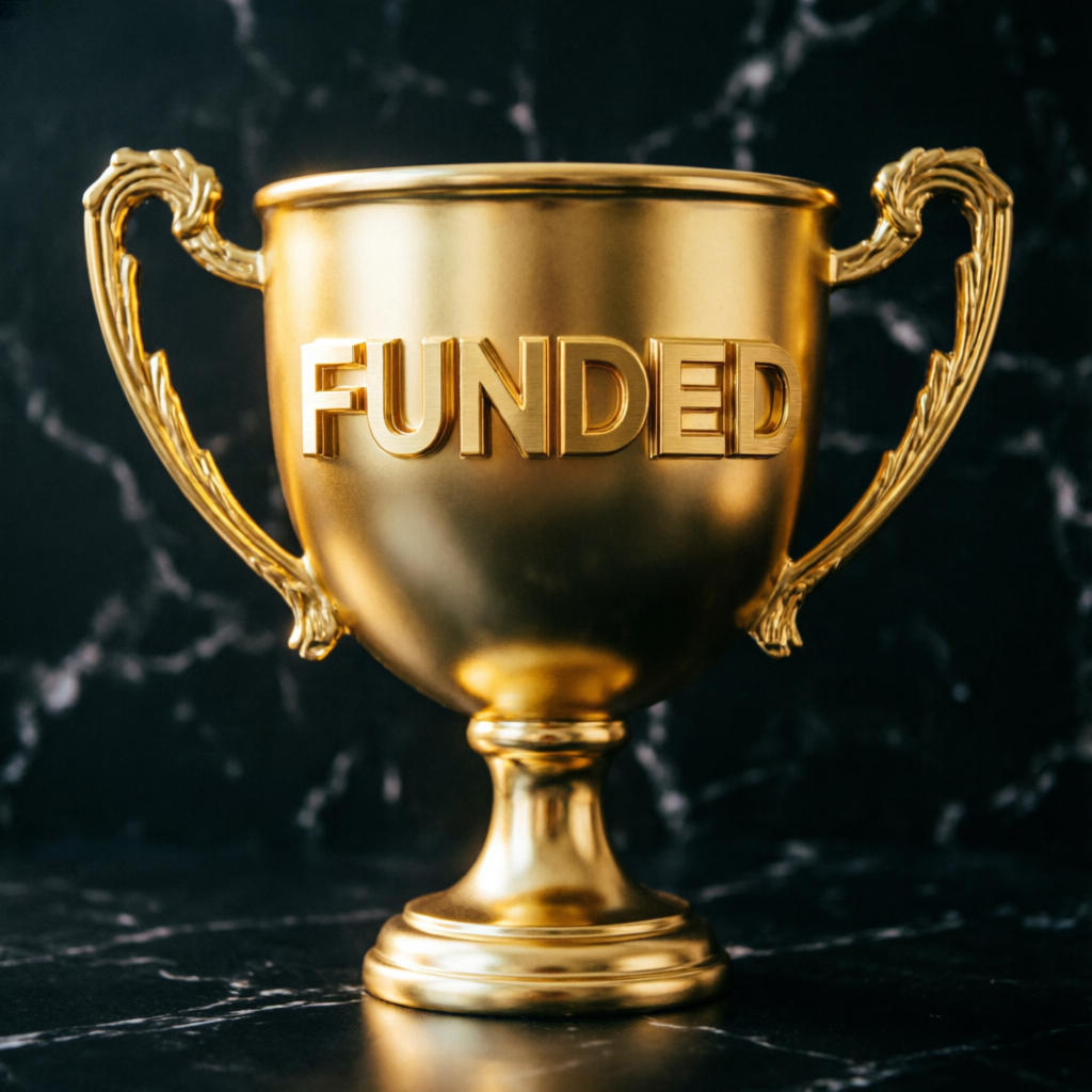 Golden trophy representing Apex Trader Funding funded account success