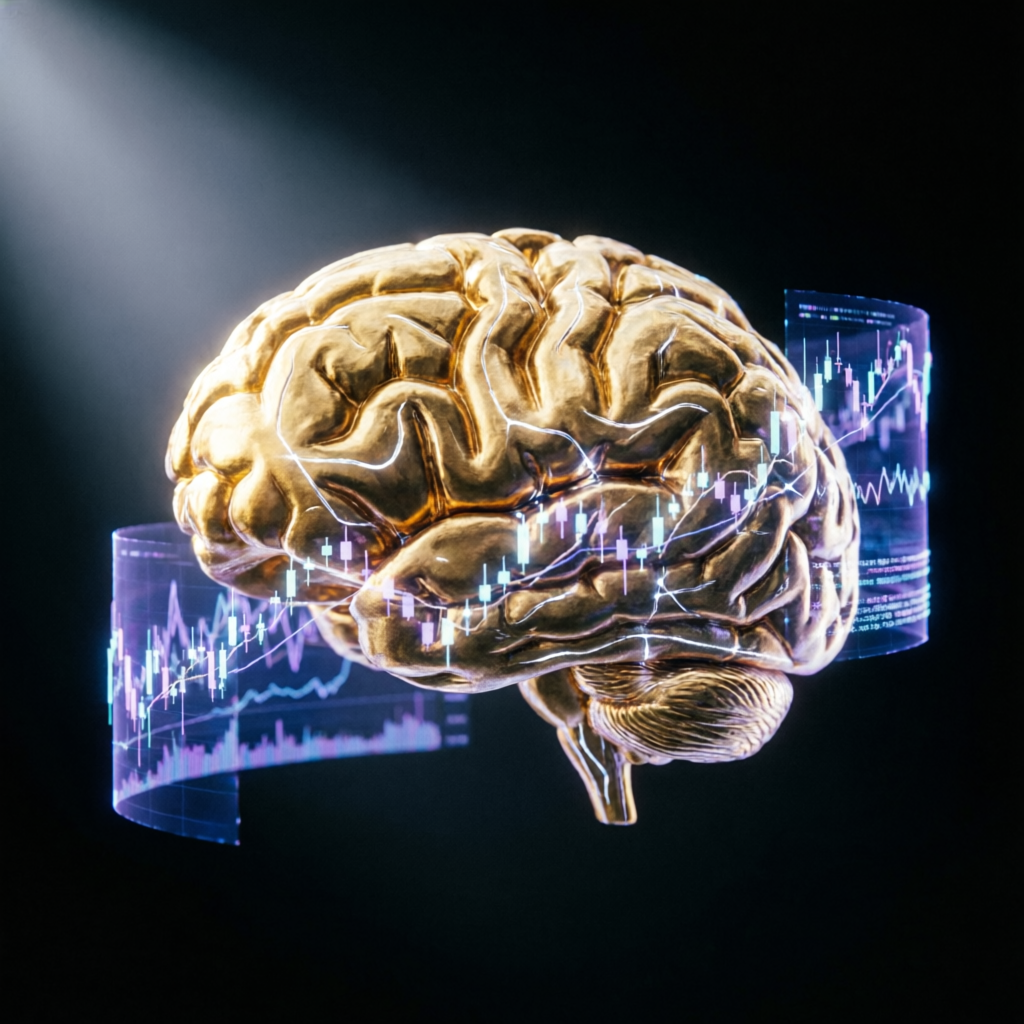 Trading psychology golden brain concept for prop firm success