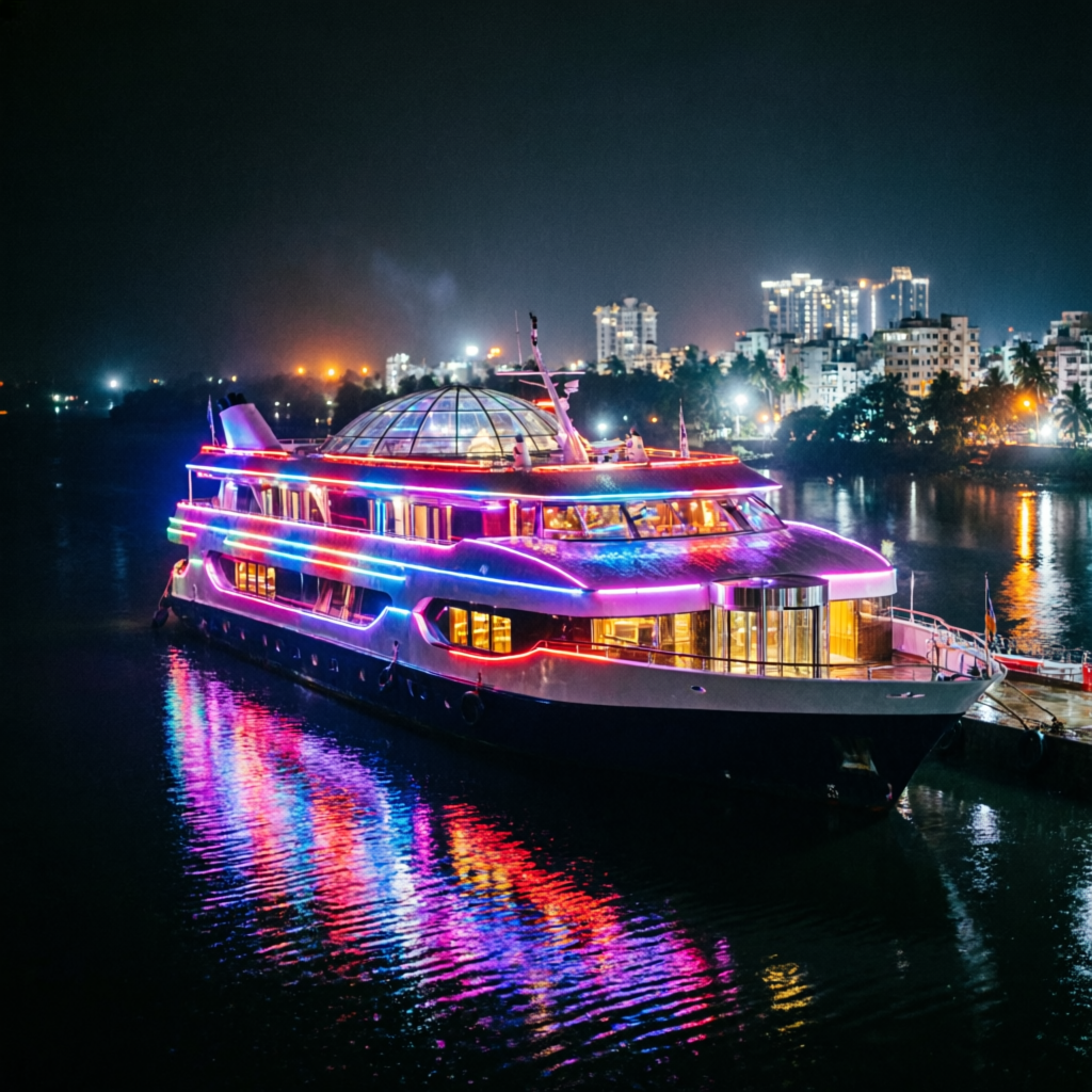Goa casino boat at night
