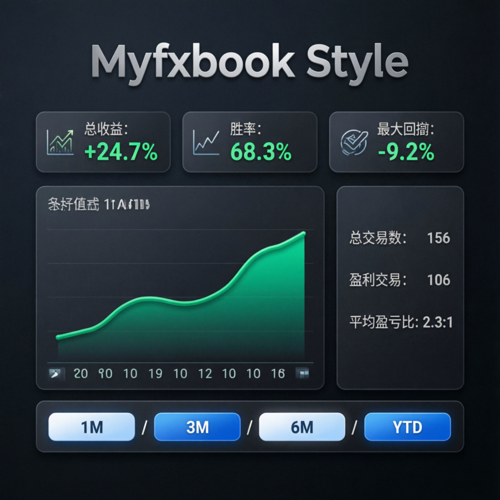 Verified Myfxbook trading performance dashboard