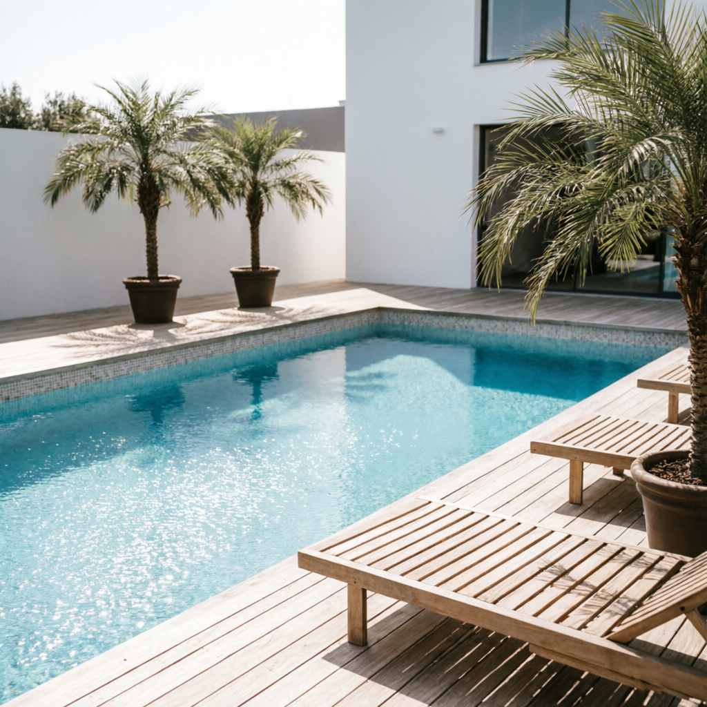 Pristine newly constructed swimming pool by Aye Consult