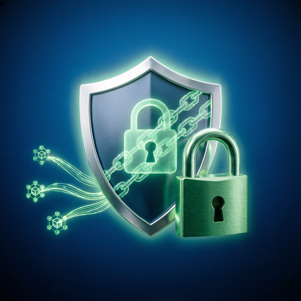 Secure forex trading environment with shield icon and padlock representing account security and protection