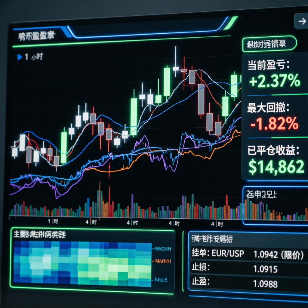 Advanced trading dashboard showing prop firm challenge progress