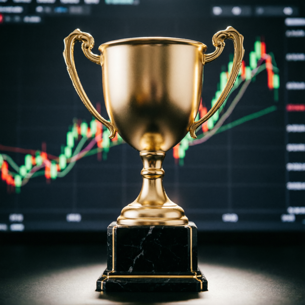 Golden trophy representing successful prop firm challenge completion