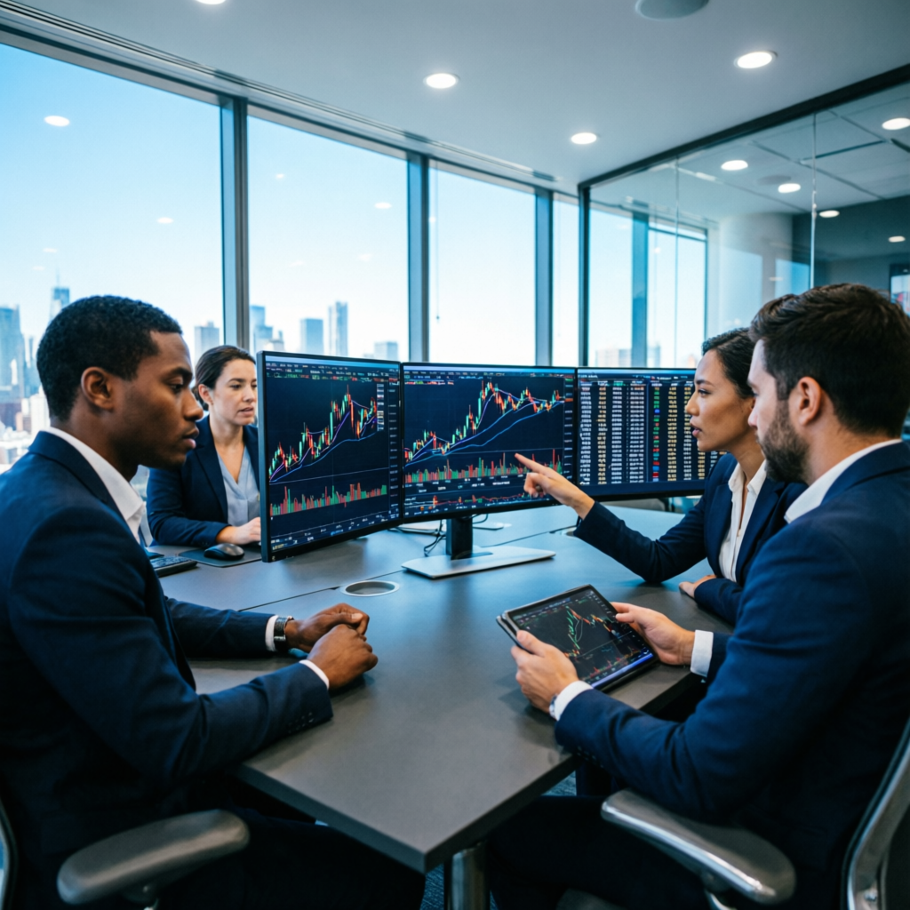 Professional team of traders at PFM Capitals working together