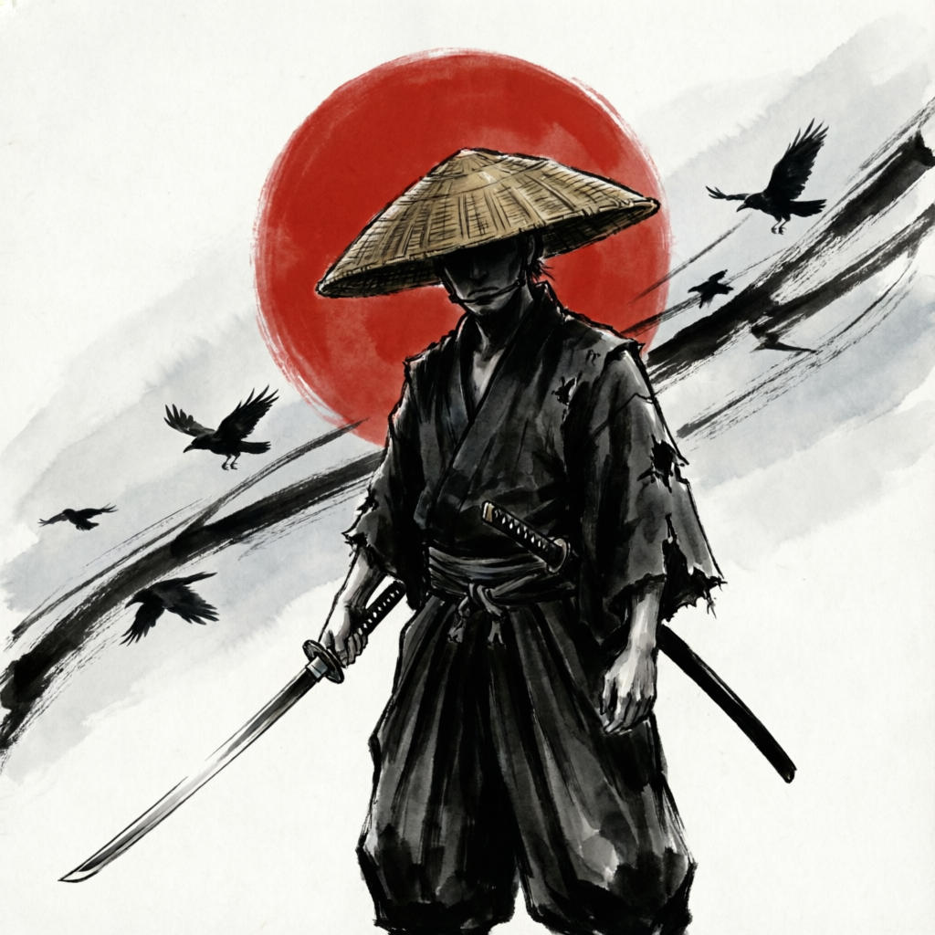 Ronin beneath the red sun