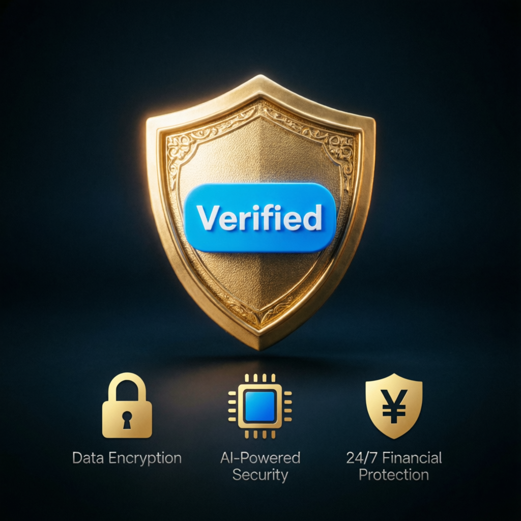 Verified security shield representing trust and protection in prop firm trading services