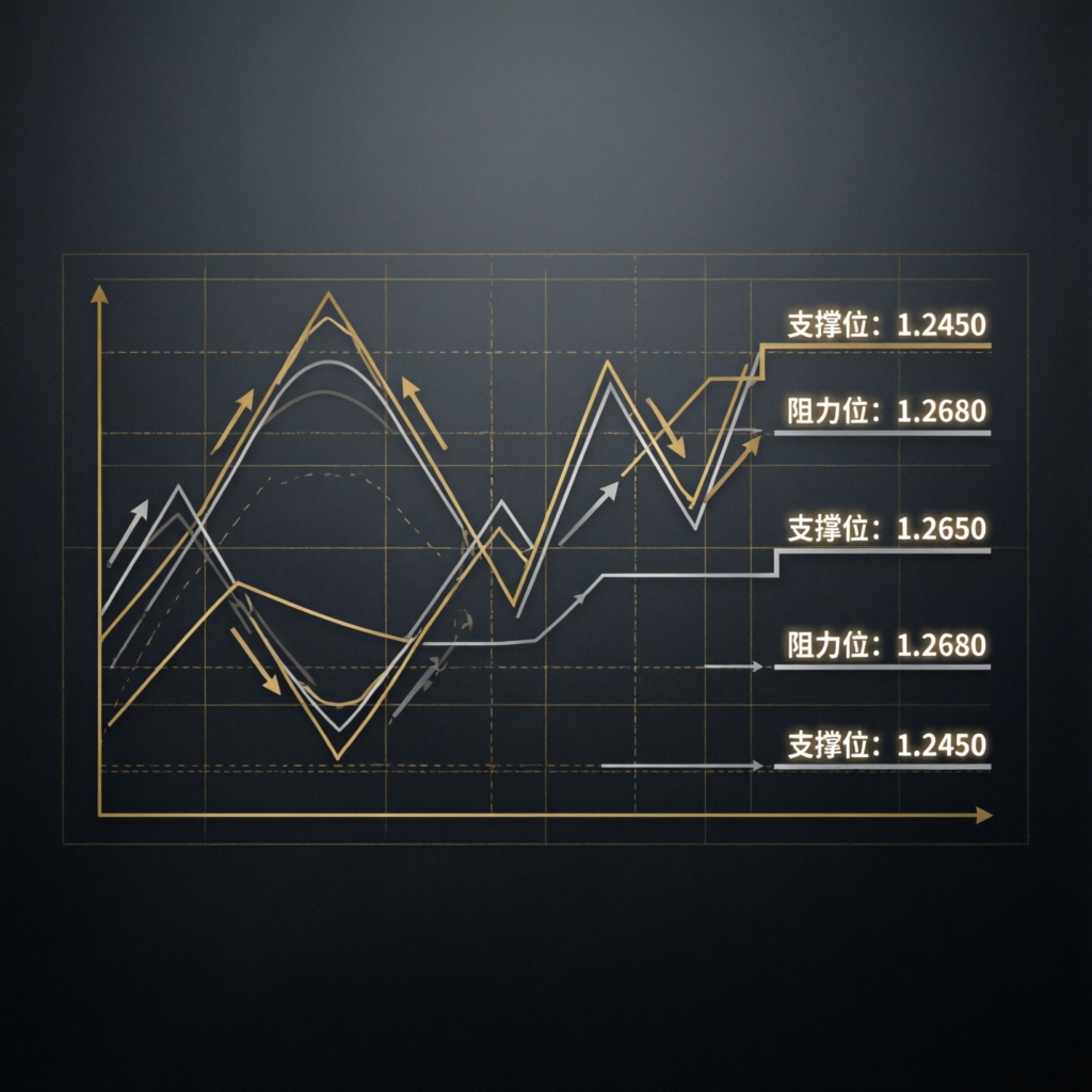 Technical analysis chart showing support and resistance levels for forex trading strategy