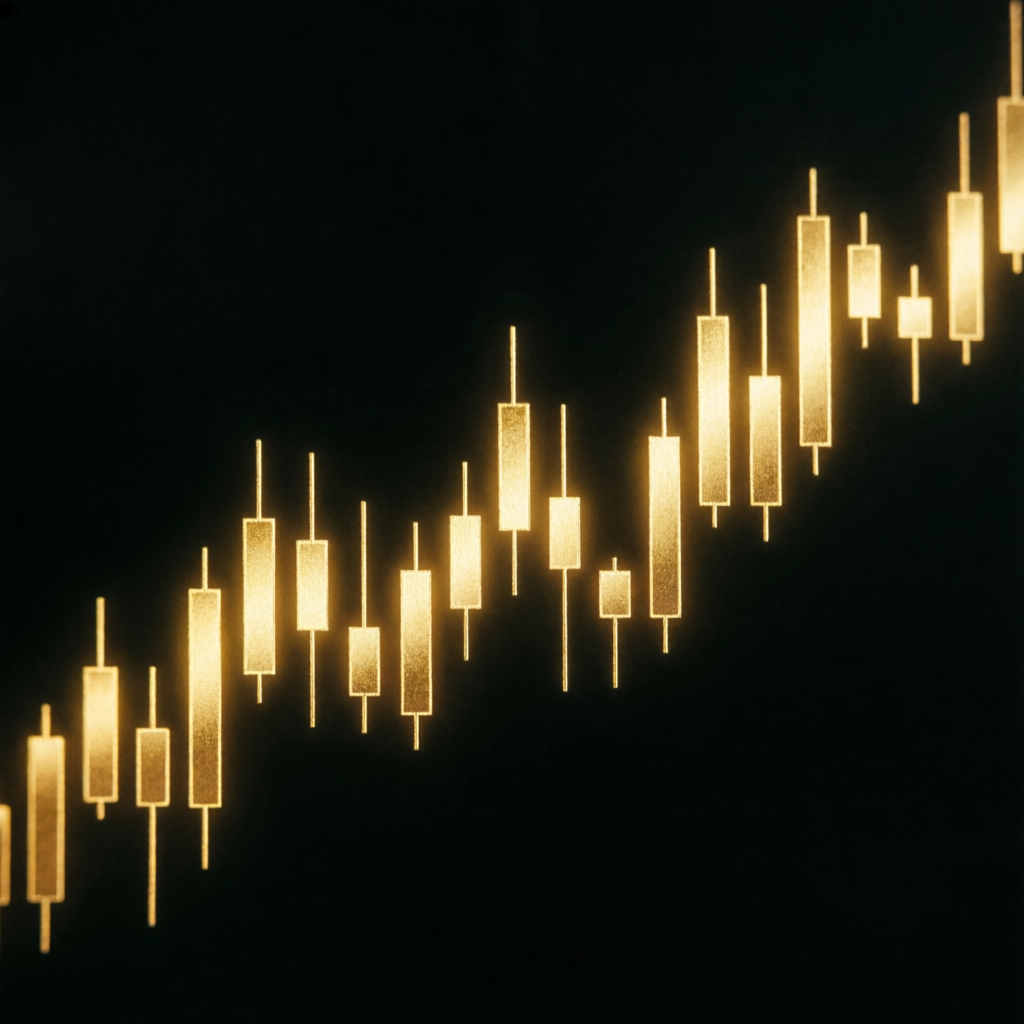 Golden Candlestick Chart Rising