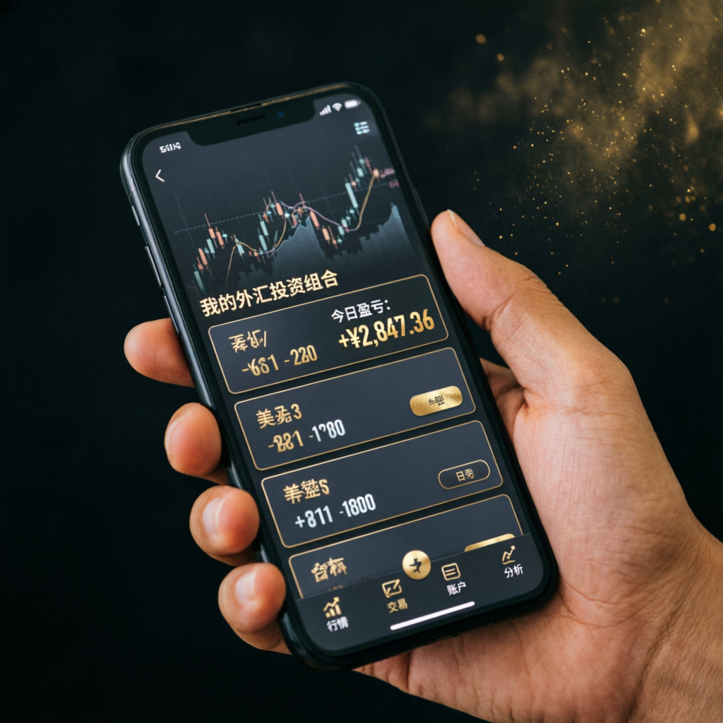 Mobile forex trading app showing portfolio performance and profits