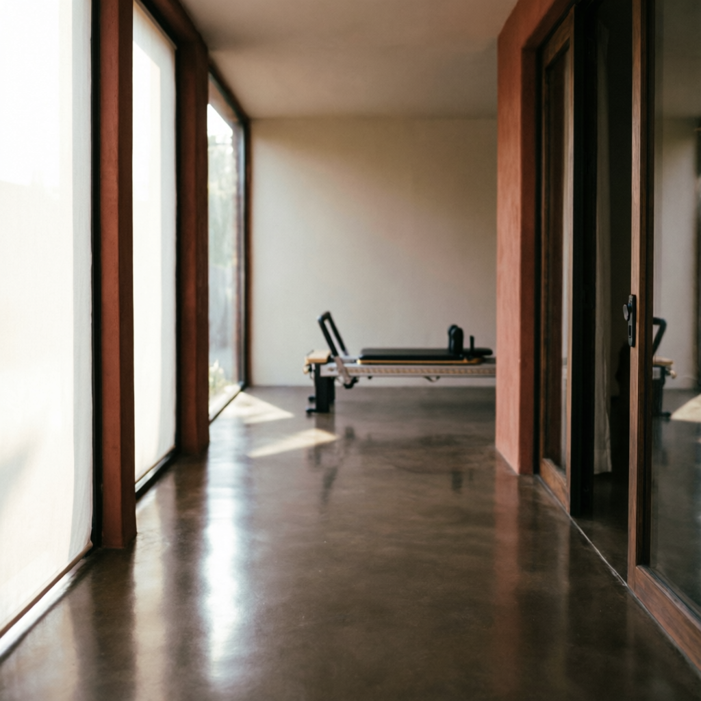 The studio doorway flooded with light