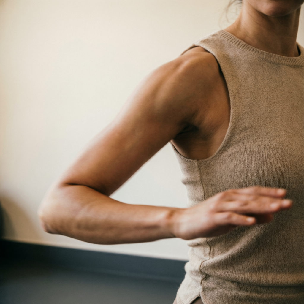 An arm in motion during practice — a movement study