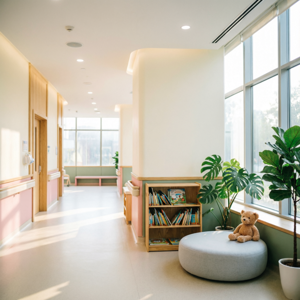 The calm, light-filled children's wing at Bloom