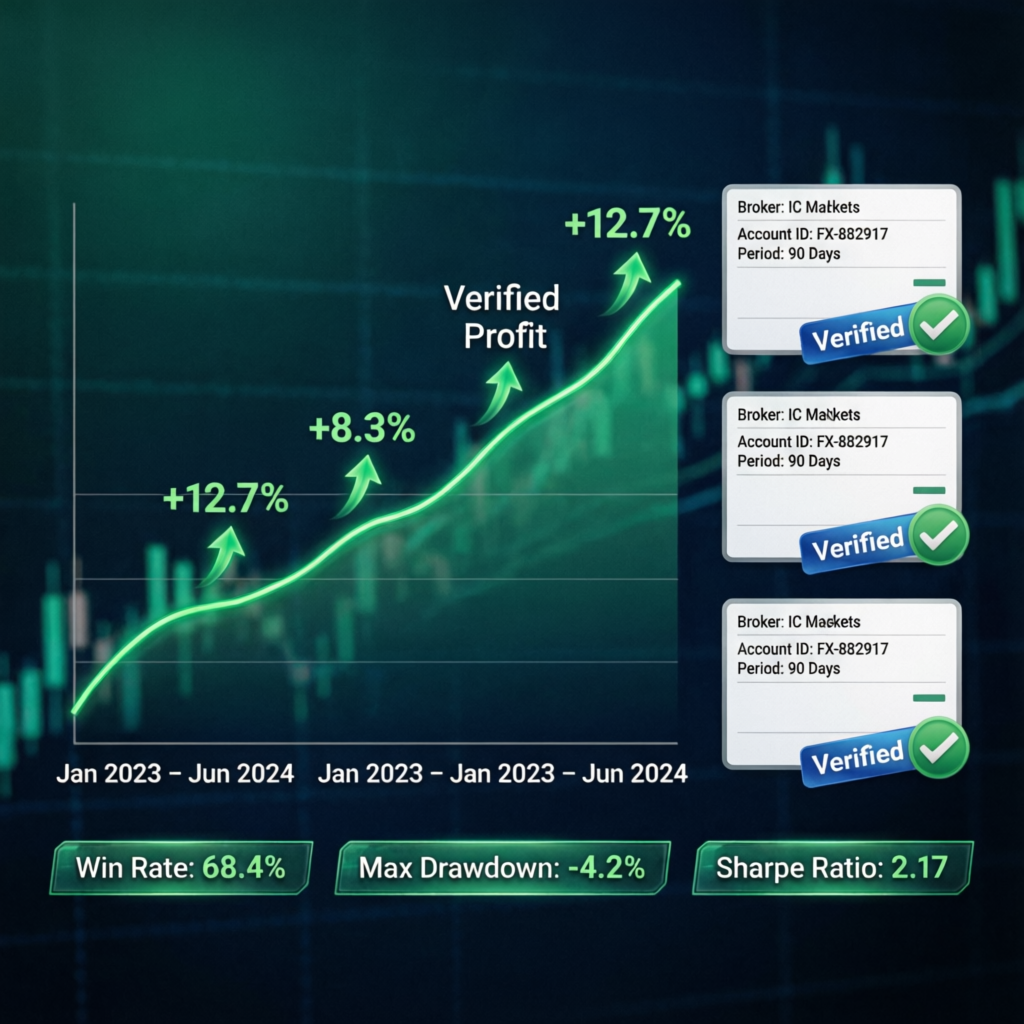 Verified forex trading results and portfolio performance showing consistent growth