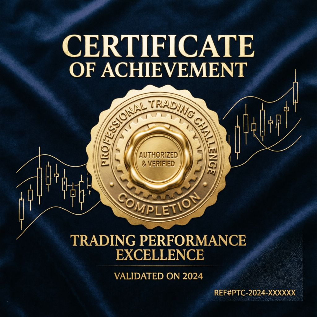 Certificate of achievement for professional trading challenge completion