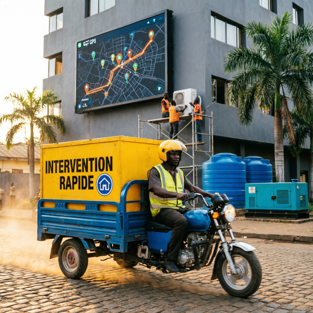 Convoi MAN GO — Intervention Rapide à Kinshasa, écran GPS en direct