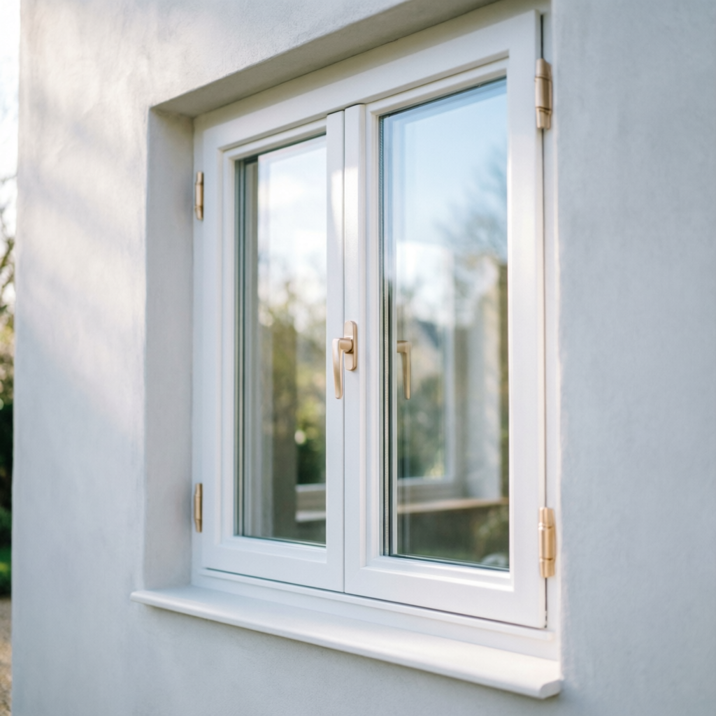 Fenêtre PVC neuve à double vitrage posée sur mur rénové