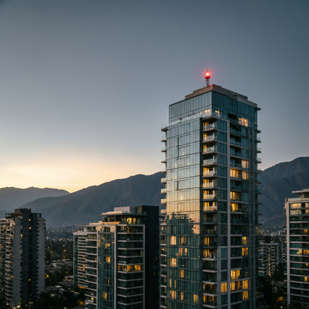 Edificios residenciales de Santiago al atardecer