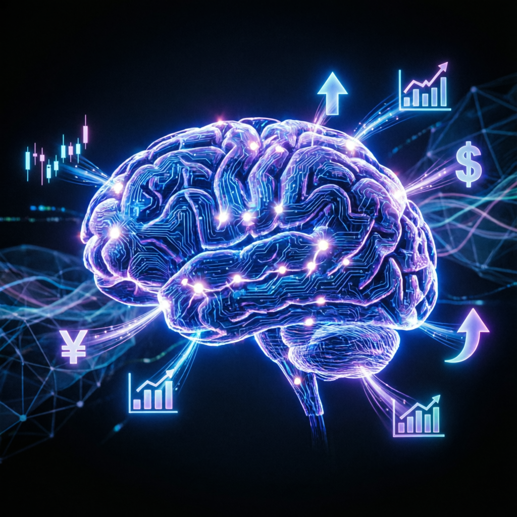 AI neural network processing financial data for prop firm evaluation