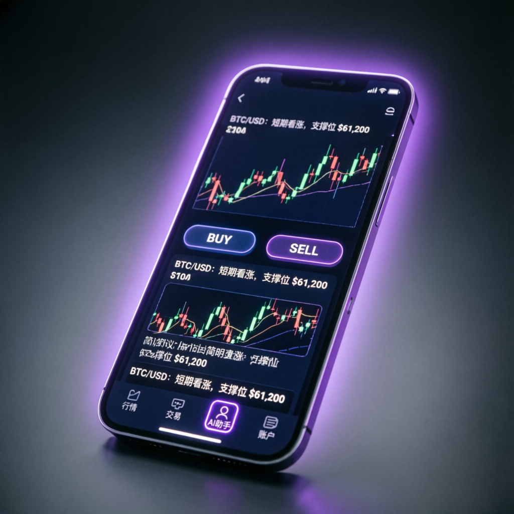 Mobile trading app with AI assistant interface for futures trading