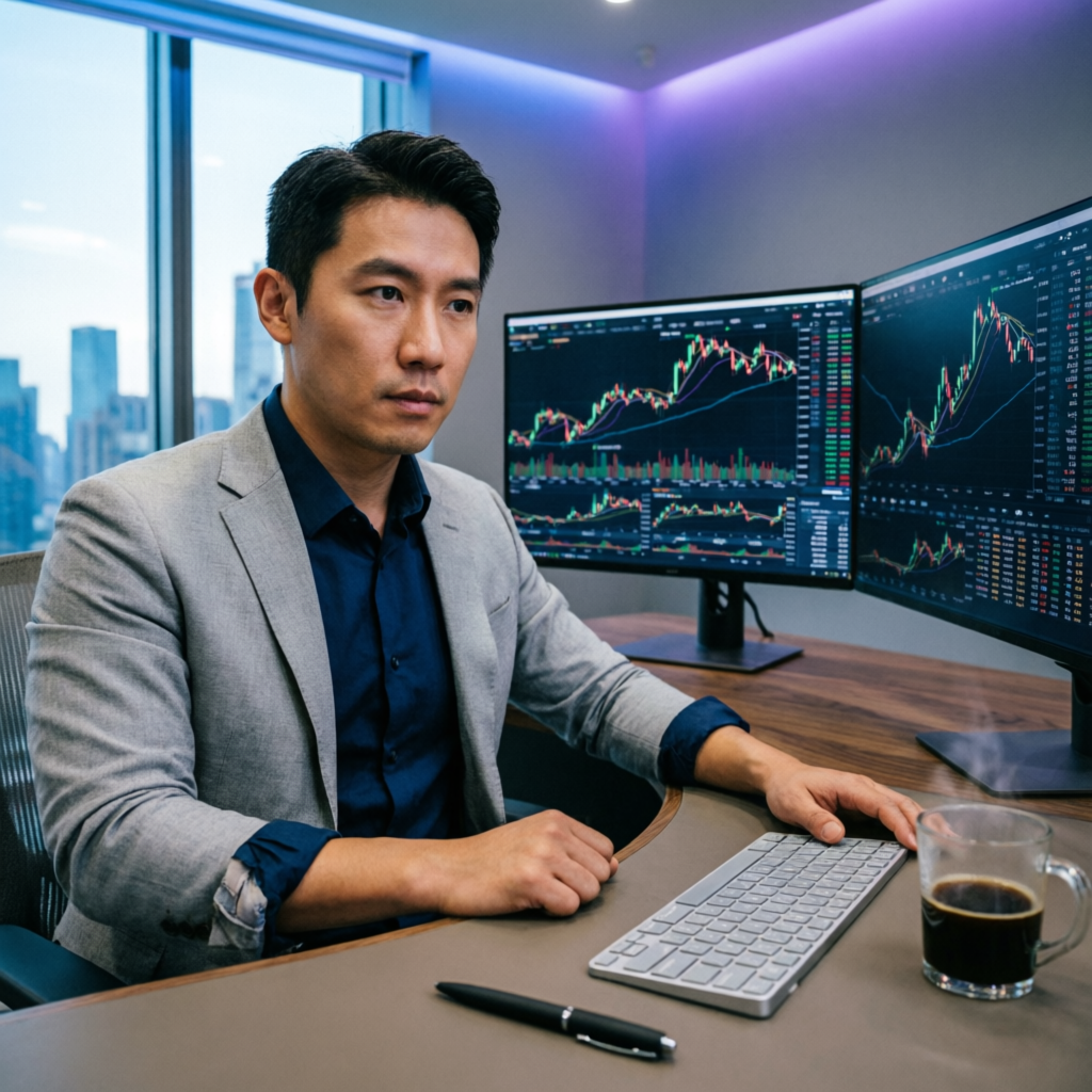Professional forex trader analyzing financial charts for prop firm passing service