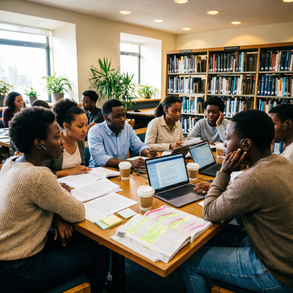Postgraduate students using Thuto Research Studio