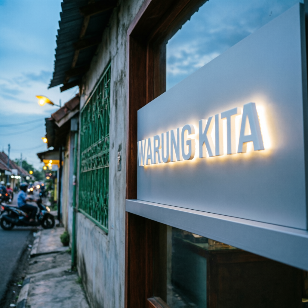 Papan nama berhuruf timbul dengan backlight LED pada panel ACP