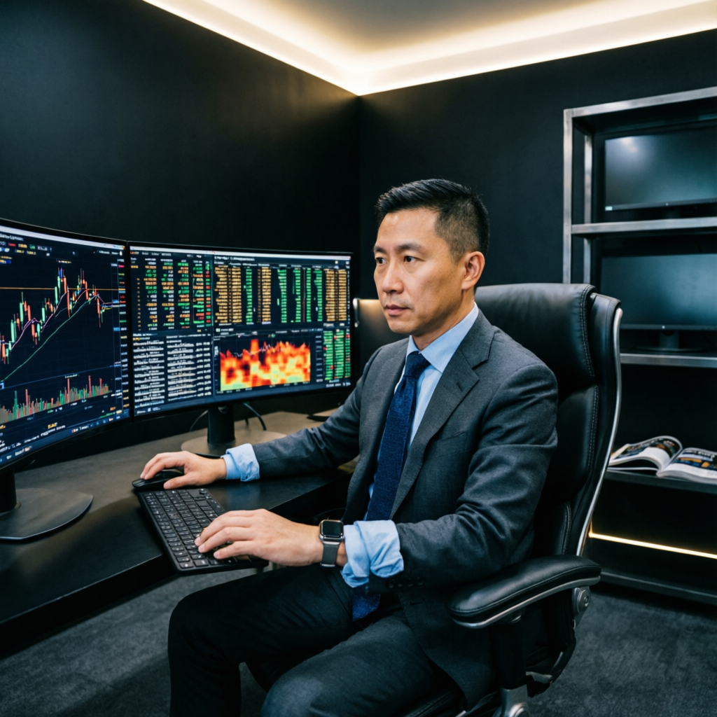 Professional trader managing funded accounts at PFM Capitals trading desk