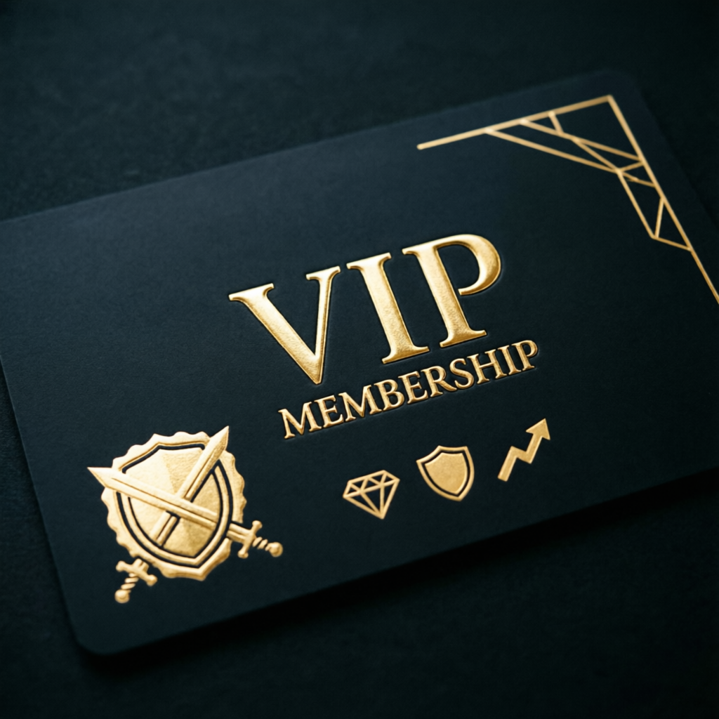 VIP membership card with gold and black luxury design