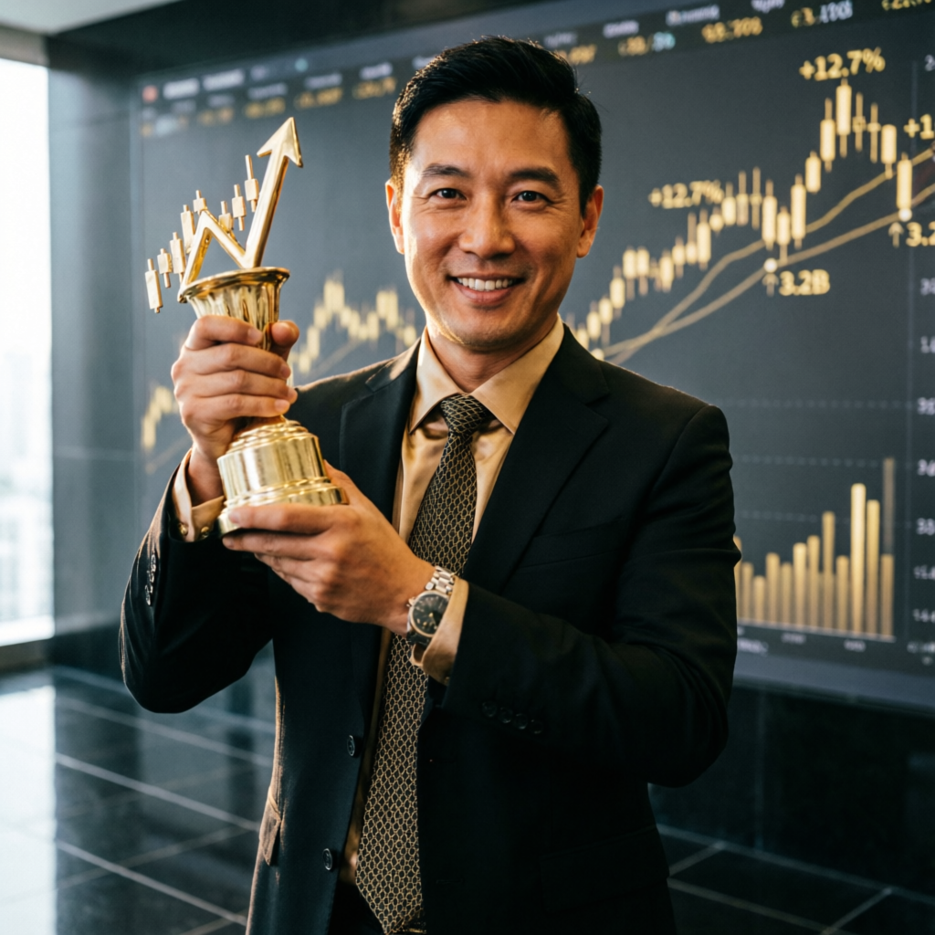 Successful funded trader celebrating achievement