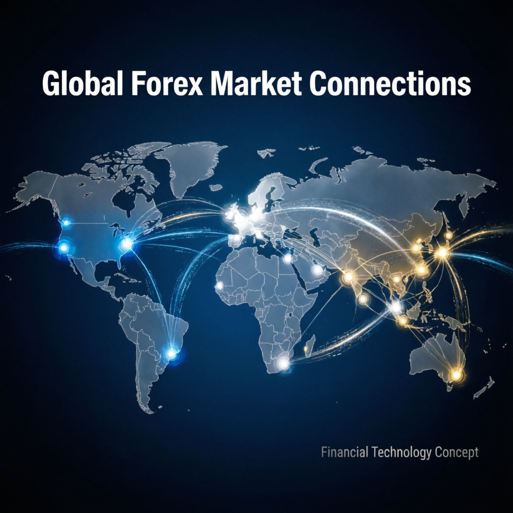 Global forex market connections showing worldwide trading network
