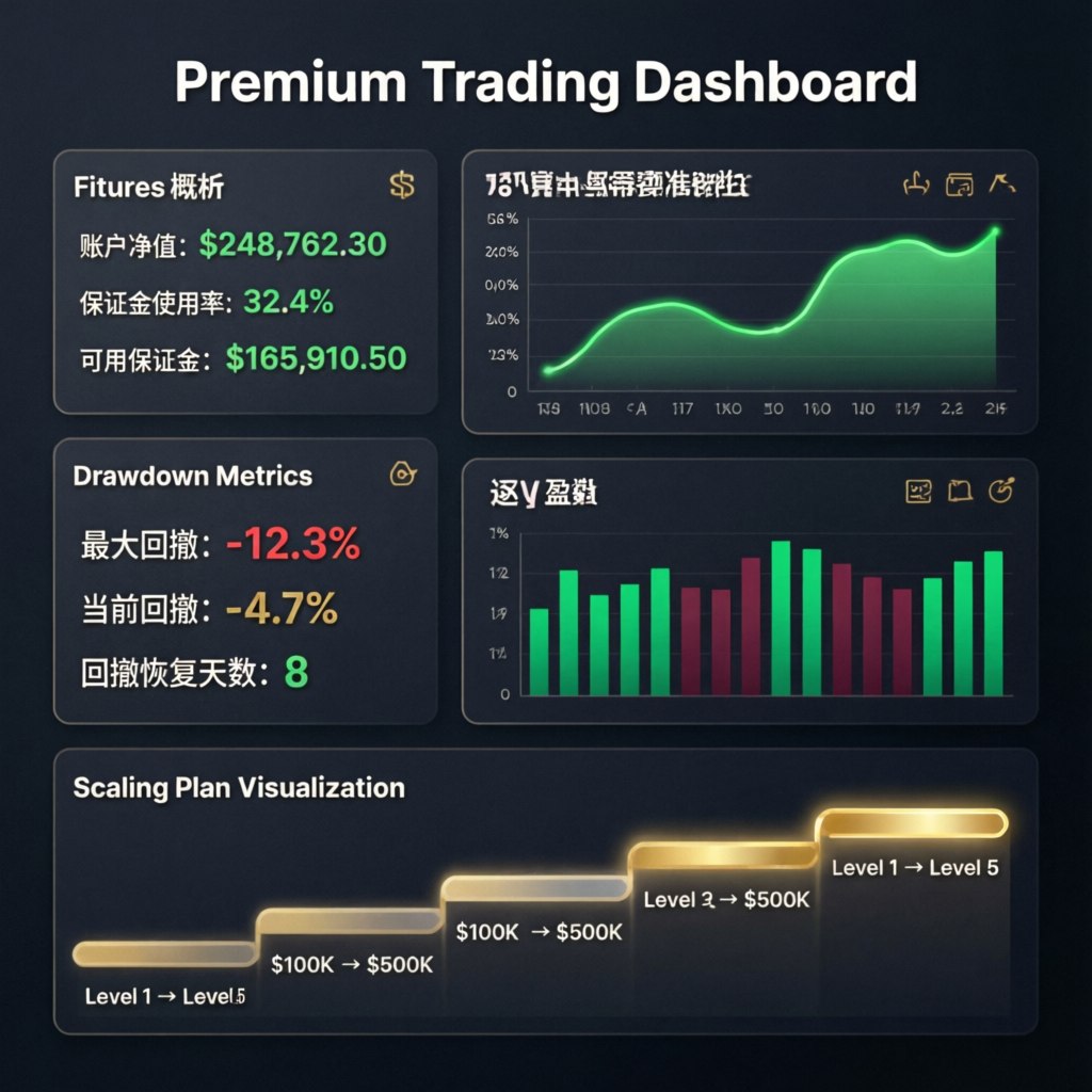 My Funded Futures scaling plan visualization showing account growth from $100K to $500K