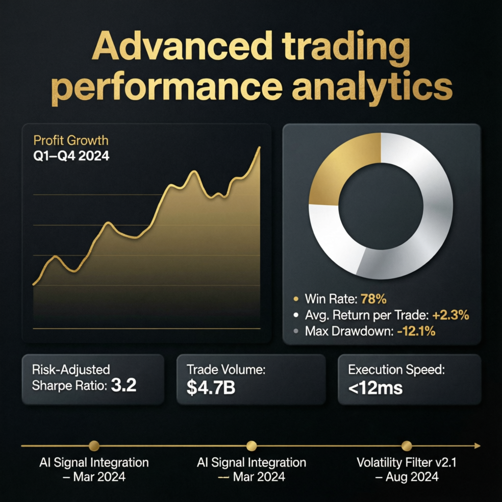 Advanced trading performance analytics showing profit growth
