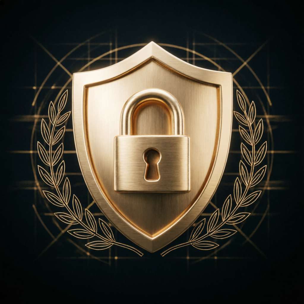 Trust and security with golden shield representing protection