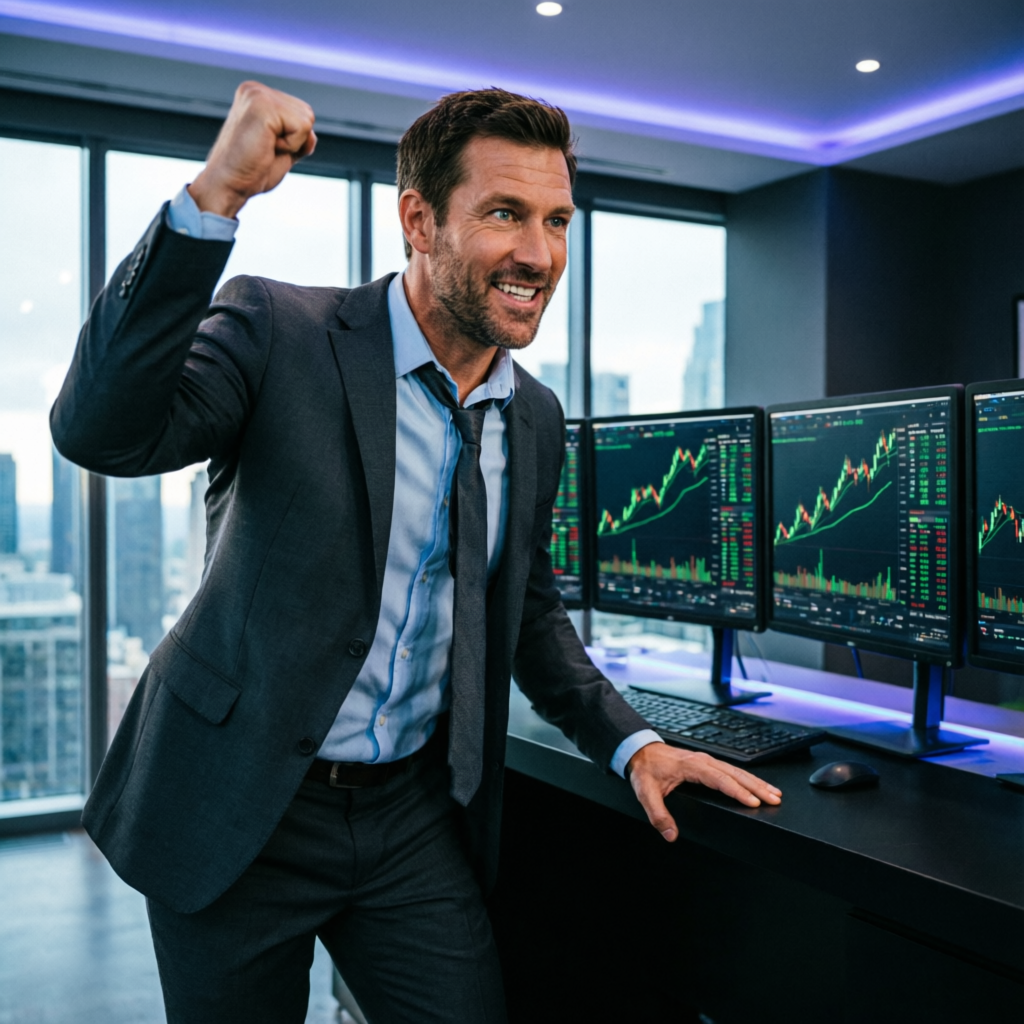 Successful Trader Celebrating - Achievement in Prop Firm Trading