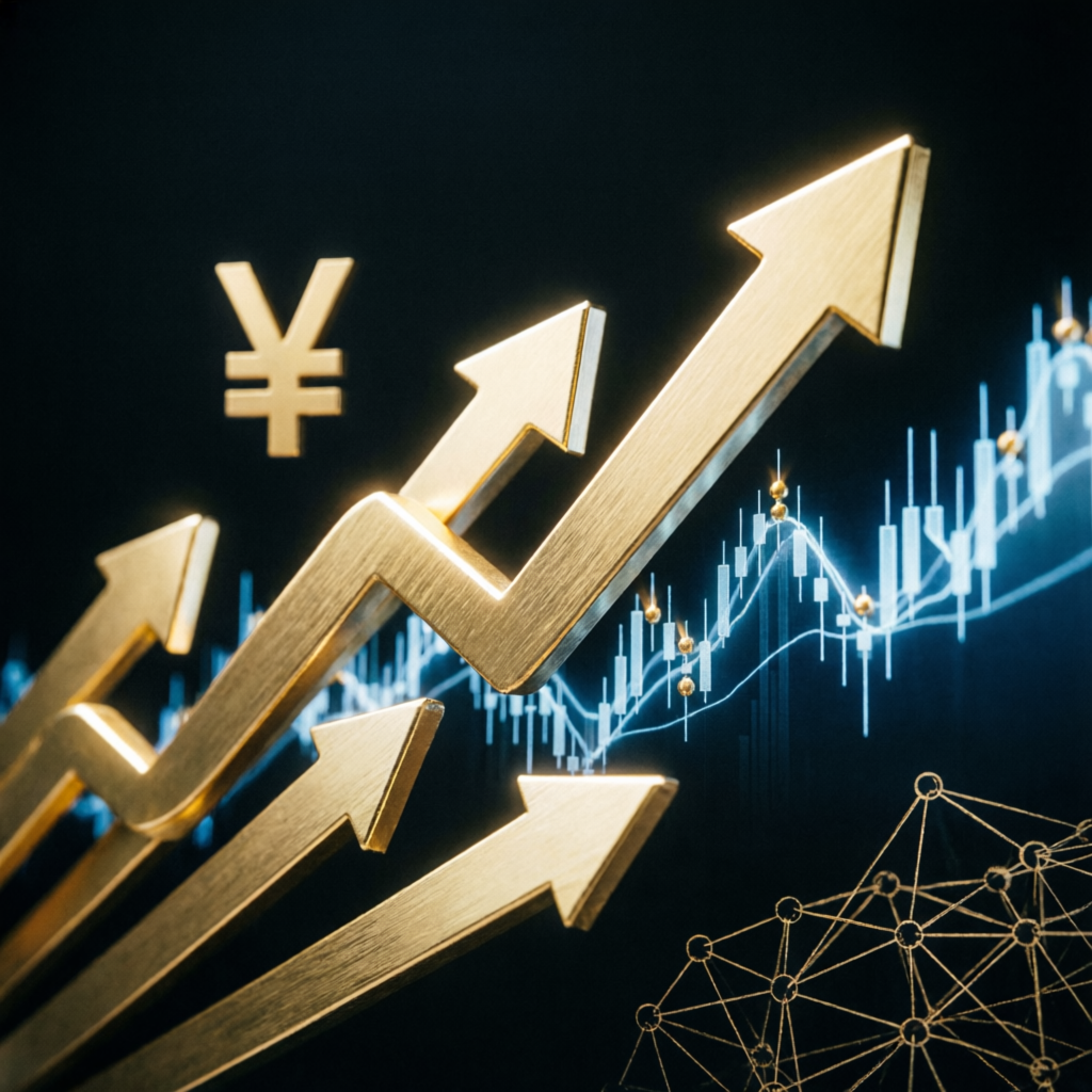 Golden arrows showing financial growth and wealth building