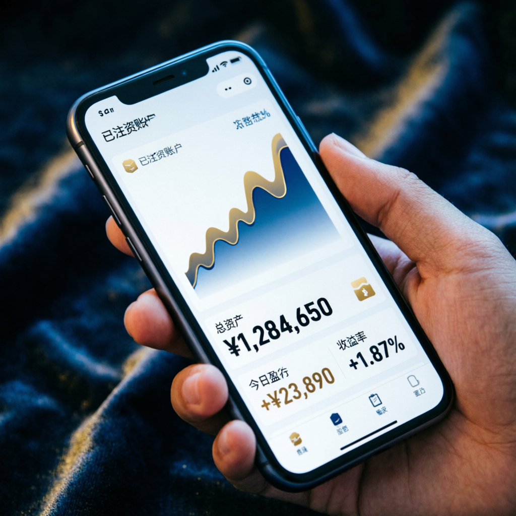 Mobile trading app showing funded account profits and performance
