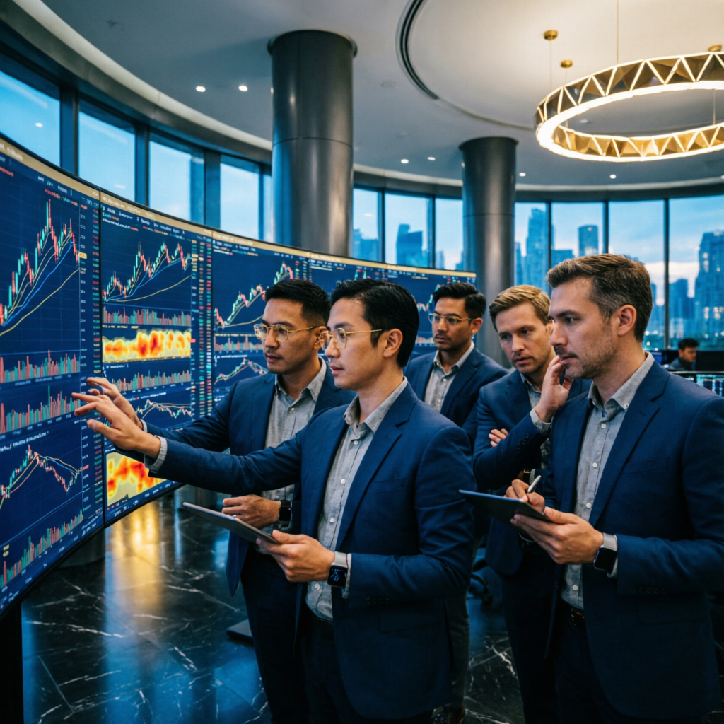 Expert trading team analyzing prop firm challenges and market conditions