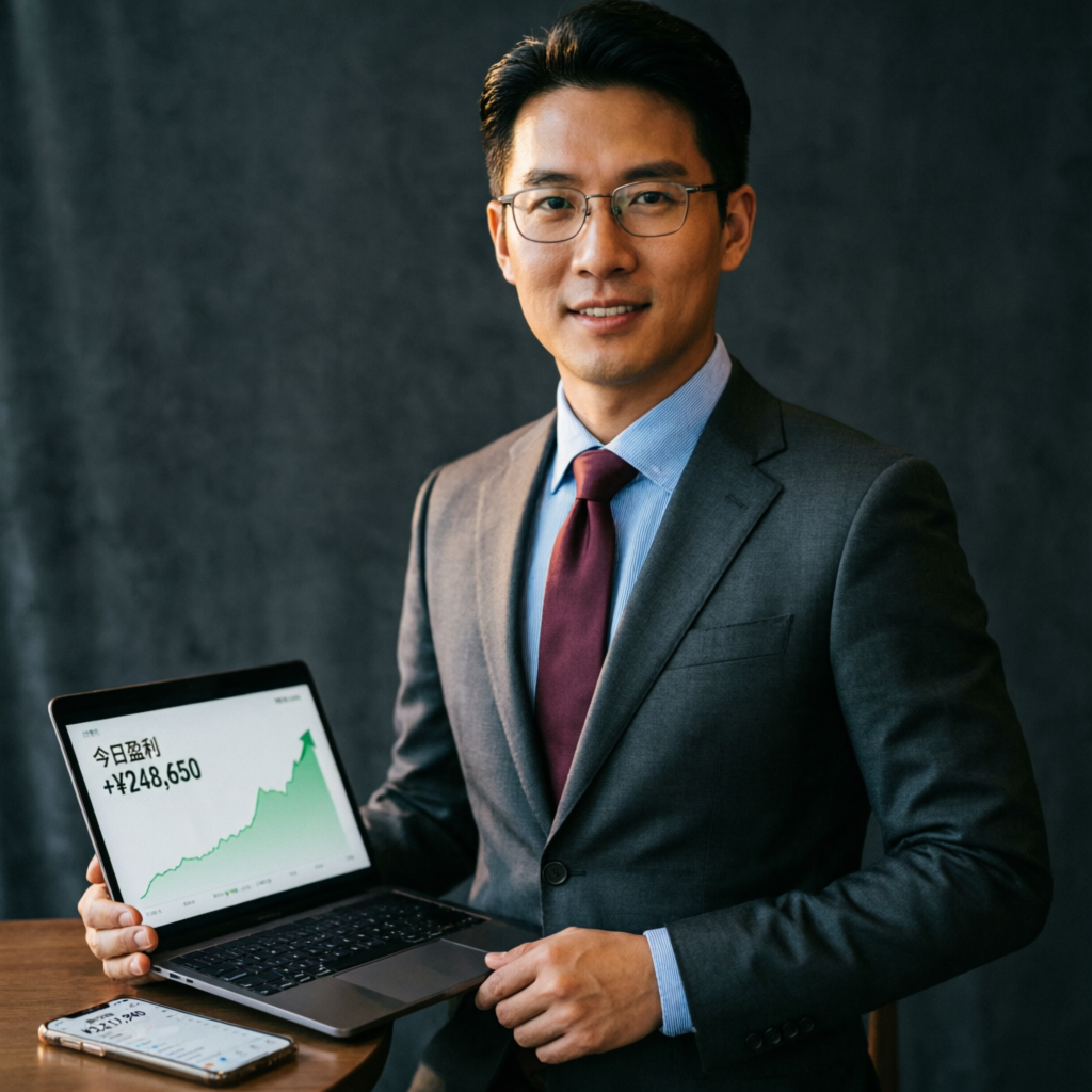 Successful funded trader with profit display showing trading success