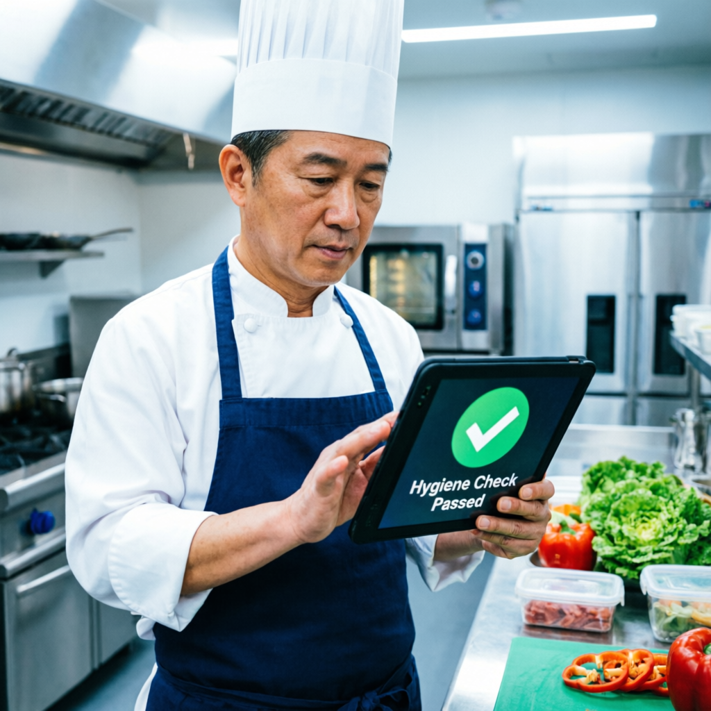 Chef using tablet