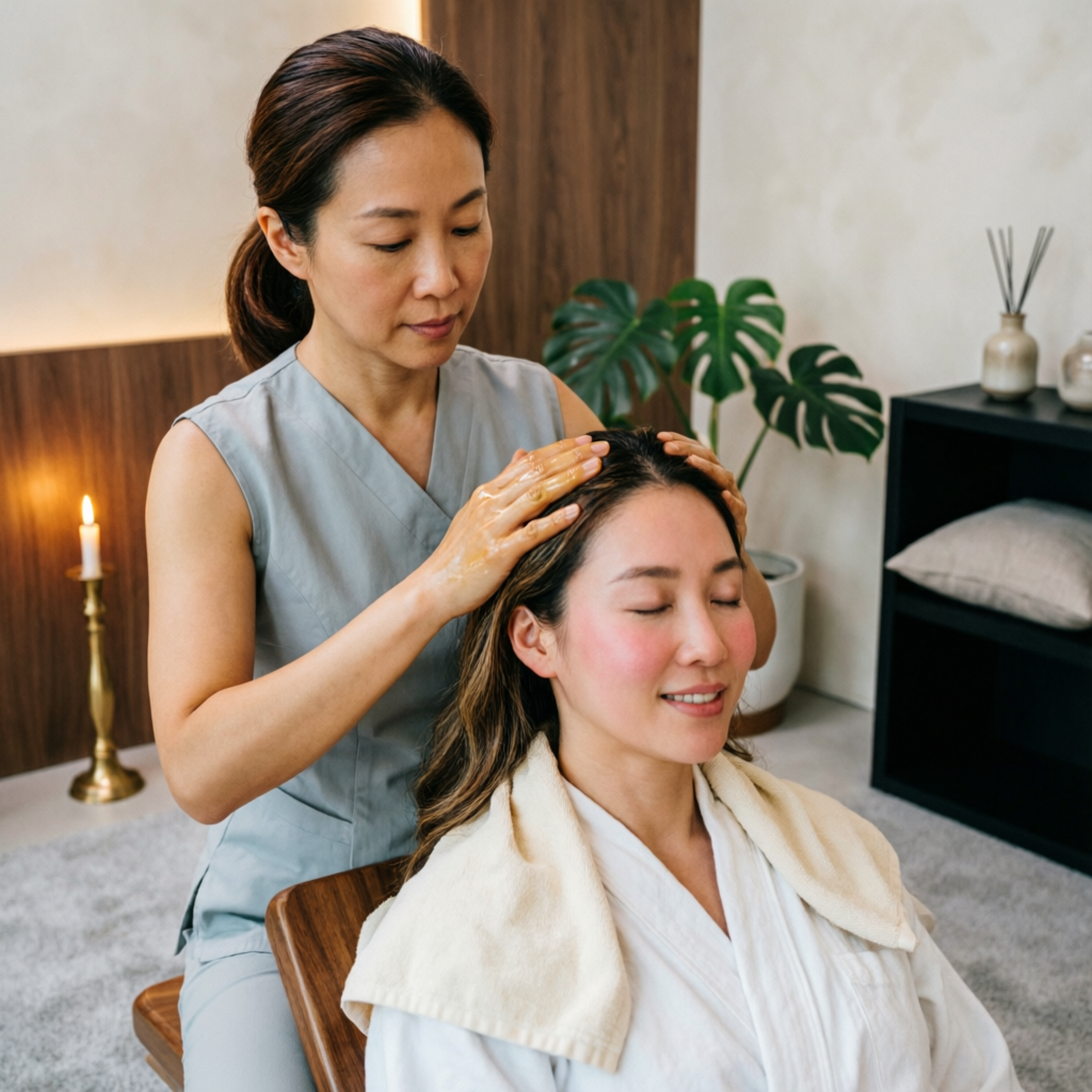 Head and shoulder massage in Indore — gentle scalp and neck relaxation session